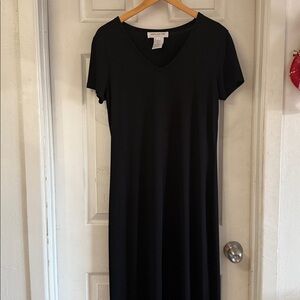 Jones New York Tricot Dress Medium Basic Black Stretch Long Slim Slinky Verstile